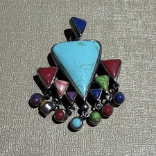VTG Native American Multi-Stone Sterling Pendant picture