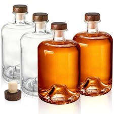 WRINGKIT 4 Pack Glass Liquor Bottles with T-Top Cork Stopper, 25 Oz picture