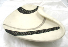 Vintage Marc Bellaire Abstract Ceramic Ashtray Black and White Boomerang MCM picture