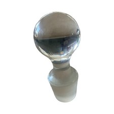MCM Clear Solid Round Glass Decanter Stopper Heavy Vintage picture