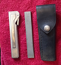 BUCK Knife Steelmaster Sharpener Black Leather Sheath Vintage (1974-1986) picture