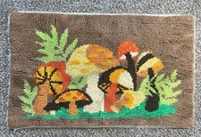 Mushroom Latch Hook Wall Hanging Art Or Rug vintage 70s MID CENTURY 39”x 25” picture
