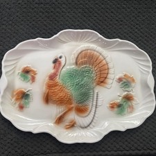 Beautiful Vintage Lane And Co Ceramic Turkey Platter VanNuys Calif USA picture