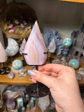 Blush Jelly Agate Flame with Stand | Banded Chalcedony | Pink Cream Agate picture