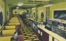 Linen Postcard Interior View Tides Tavern Boardwalk  Atlantic City NJ New Jersey picture