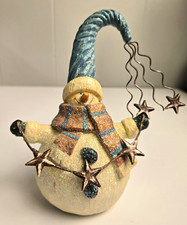 Ganz Glitter Snowman Christmas Figurine 6in Resin/Metal with Wire Star Garland picture