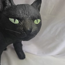 Large Vtg Black Cat Halloween Scary Rubber Latex  only 2 whiskers is only flaw picture