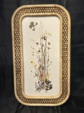 Vintage 1970s HOMCO Faux Wicker Rattan Botanical Wall Plaque  picture