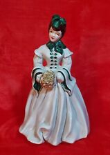 Florence Ceramics DELIA Figurine Porcelain Lady Gray & Green w/ gold accents picture