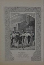 Antique Religious Art Paul Rescued 1860 Engraving Christian Original picture