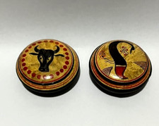 Set of 2 Ancient Greek Pyxis,cretan Figure Pottery,Showing Knossos designs picture