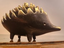 Walter Bosse Hedgehog Ashtray -Brass ORIGINAL 1950s Hertha Baller Austria -4.5