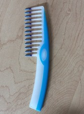 Vintage Goody Wide Tooth Detangle Hair Super Comb Handle Color Dip Blue White picture