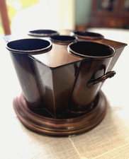 Vintage ODI Old Dutch 4 Bottle Wine Chiller Antique Copper Art Deco Barware 12in picture