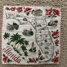VINTAGE SOUVENIR STATE MAP HANK HANKERCHIEF FLORIDA picture