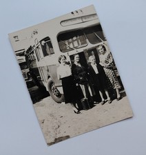 1950s USSR Photo Soviet Bus Priluki Kyiv Route Ukraine People 92x120mm picture