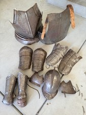 Medieval Style Steel Armor Set Helmet Breastplate Gauntlets Greaves & Leg Armor. picture