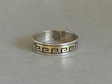Unused Navajo Sterling Silver w Solid 14K Gold Overlay S Skeels Ring Sz 13 1/4 picture