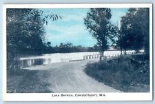 Campbellsport Wisconsin WI Postcard Lake Bernice Scenic View Trees 1940 Unposted picture