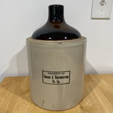 Antique Chicago & Northwestern Railroad Stoneware Shoulder Jug 10 3/4” Tall picture
