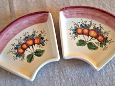 Ceramiche Casola Italy Ceramic Fan Relish Serving Dish, Vanity Trinket Tray Set  picture