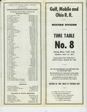 GLUF, MOBILE & OHIO GM&O R.R. ETT TIMETABLE WESTERN DIV. #8 5-14-1971 15 PAGES. picture
