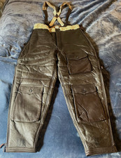 1940s WWII US NAVY TYPE B1 SHEARLING LINED LEATHER BIB PANTS NAVAL  AVIATION 42M picture