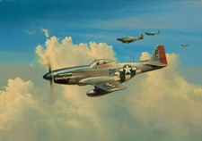 Blue Nose by Richard Taylor aviation art signed by 2 WW2 352nd Mustang pilots picture