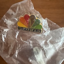 Vintage NBC Sports Peacock Logo Lapel Pin Enamel Rainbow Media TV SEALED Taiwan picture