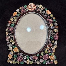 Lot 1 Quality Metal Enamel Bejeweled Flowers Picture Frame 5x7” Nice Freeship picture