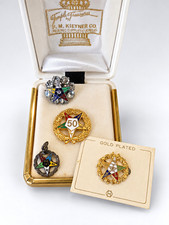Vintage OES Order of Eastern Star Pin Lot Sterling 50 Year Gold plated picture