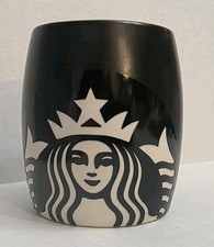 Starbucks 2011 Laser Etched Mermaid Siren Matte Black Barrel Coffee Mug Cup picture