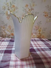 Lenox Vase Meridian Collection Porcelain Creme 8 W/24k Gold Trim USA Made picture
