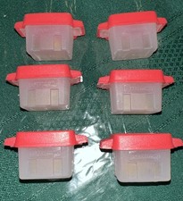 Rubbermaid keychain mini container Rare Red lid Set Of 6 Comes With Chain Inside picture