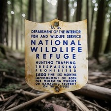 Vintage Wildlife Refuge Porcelain Sign US Department Of Agriculture USA Gas Oil picture