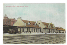 Billings MT Postcard Northen Pacific Railroad Depot c1910 picture