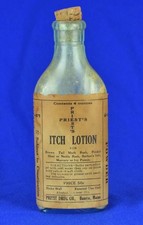 RARE PRIEST'S ITCH LOTION ADVERTISING BOTTLE - PRIEST DRUG CO. BANGOR ME c1900 picture