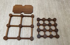 Nissen Denmark Mid Century Modern Scandinavian Teak Wood Trivet Set MCM picture