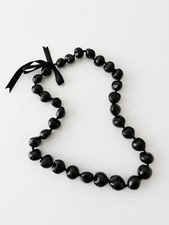 Black Kukui Nut Lei Necklace Hawaiian Luau Graduation Statement Jewelry picture
