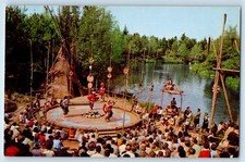 1960 Anaheim California Postcard Frontierland Indian Village Banks Disneyland picture