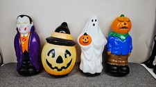 4 VTG Empire Halloween Blow Mold Pathway Light Toppers monsters jack-o-lanterns picture
