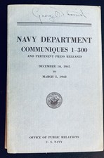 WWII US Navy Department Communiques Complete 3 Vol Set Signed G D Forrest picture