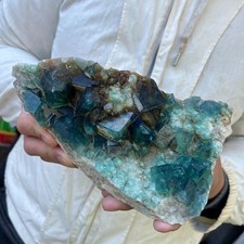 3.9LB  Natural cubic green fluorite crystal cluster rough mineral specimen picture