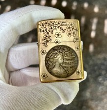 Japanese Geisha Armor Zippo Lighter | Custom Engraved Brass | Made in USA | picture