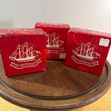 Vtg Old Spice Shulton Shaving Mug Refill 3pc Red Ship Grand Turk Decor 370R picture