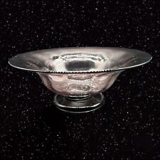 Art Glass Bowl Compote Centerpiece Glass Amethyst Purple With Bubbles 9.75”W 4”T picture