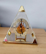 Vintage Seiko QAW109G Pyramid Skeleton Quartz Mantel Desk Table Clock Japan picture