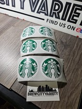 (6) Authentic Starbucks Coffee Sticker Large Siren Logo 3 inch round picture