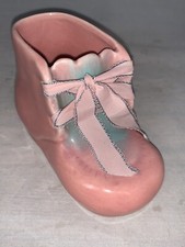 Vintage Monterey Art Pottery Pink Baby Shoe Planter Vase picture