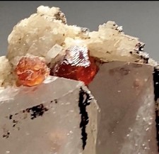 ✨Unique Red Etched Spessartine GARNET Crystal On QUARTZ From Pakistan picture